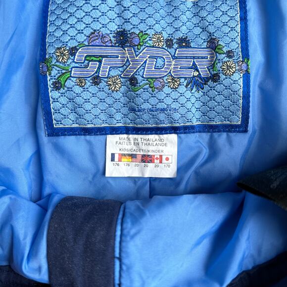 Vintage Spyder Snow Pants Bib Girls Size 20 Blue Skiing Winter Windbreaker‎ 3763 - Picture 6 of 16